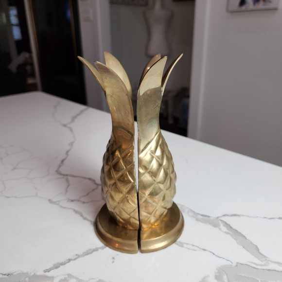 Source Unknown Other - Vintage Brass Pineapple Bookends, Set Of 2, Mid Century, Fruit